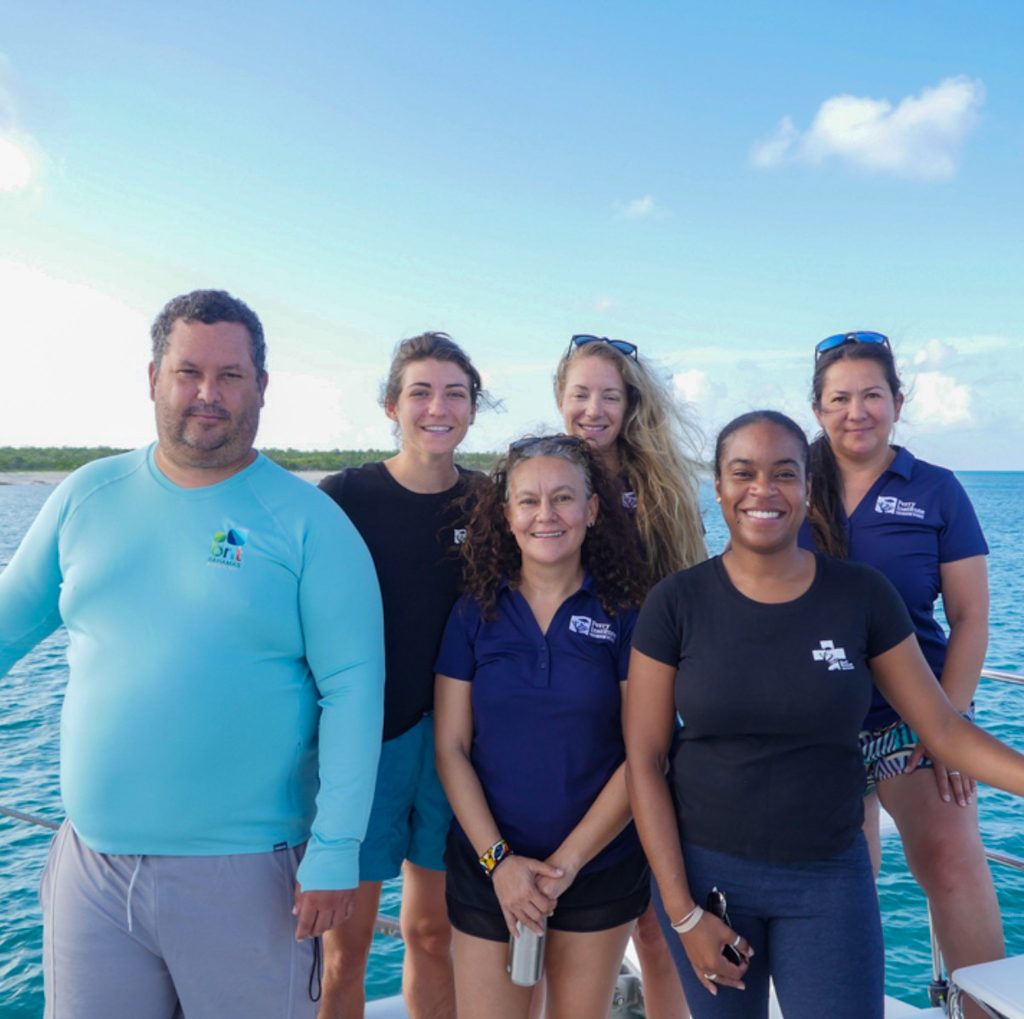 The marine research team from Perry Institute for Marine Science and the Bahamas National Trust ready for their expedition to survey the coral reefs and seagrass beds around Little Inagua.