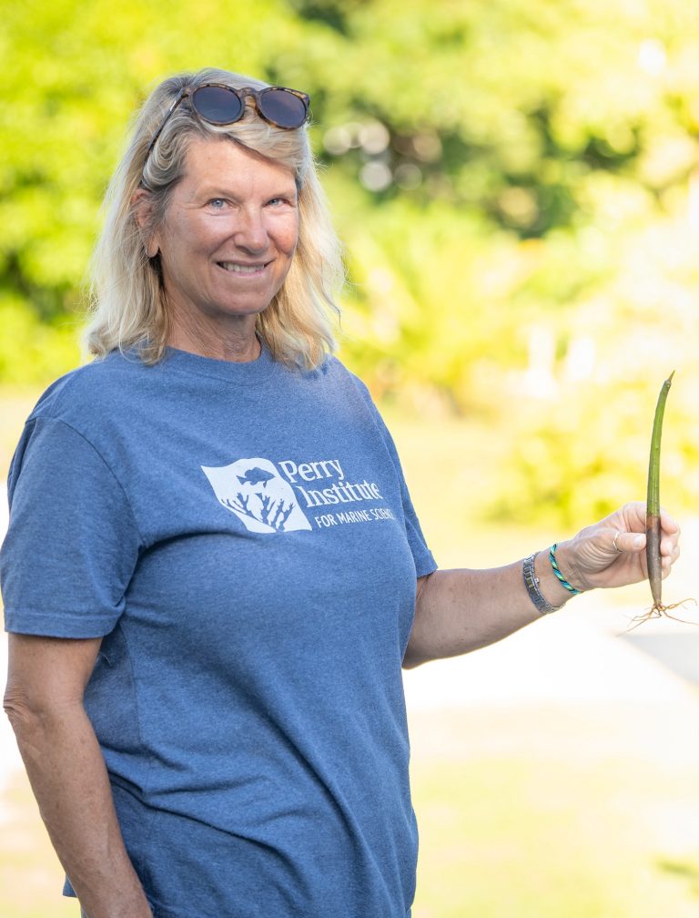 One seed, endless possibilities. Denise Mizell shows off the future of resilience—one mangrove propagule at a time.